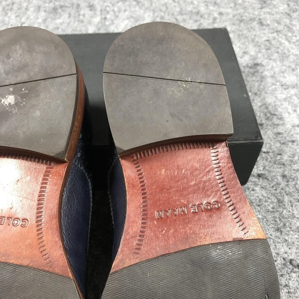 Cole Haan Williams Medallion Toe Shoes Mens Size 8.5 Blue Leather Wingtip